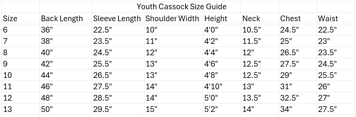 Youth Altar Boy Cassock